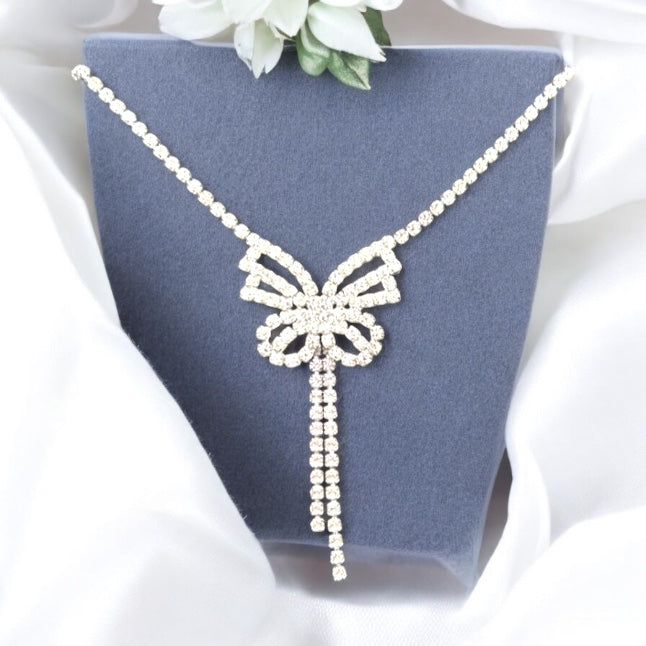 Gilded Age CZ Bow Necklace