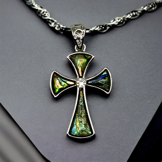 Silver and Colorful Shell Cross
