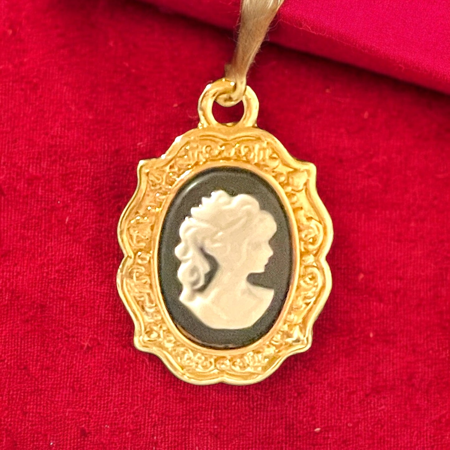 Gilded Age Black and White Ornate Cameo