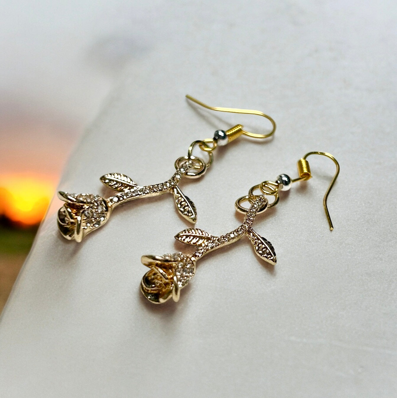 Gilded Age Gold Rose Earrings