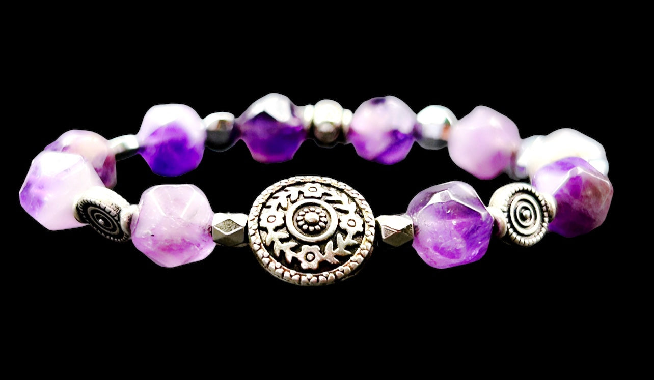 Amethyst w/silver coin bead