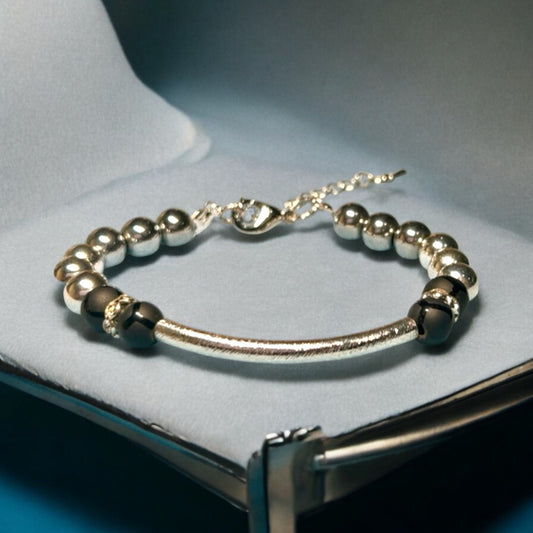 Modern Adjustable Silver Bar Bracelet