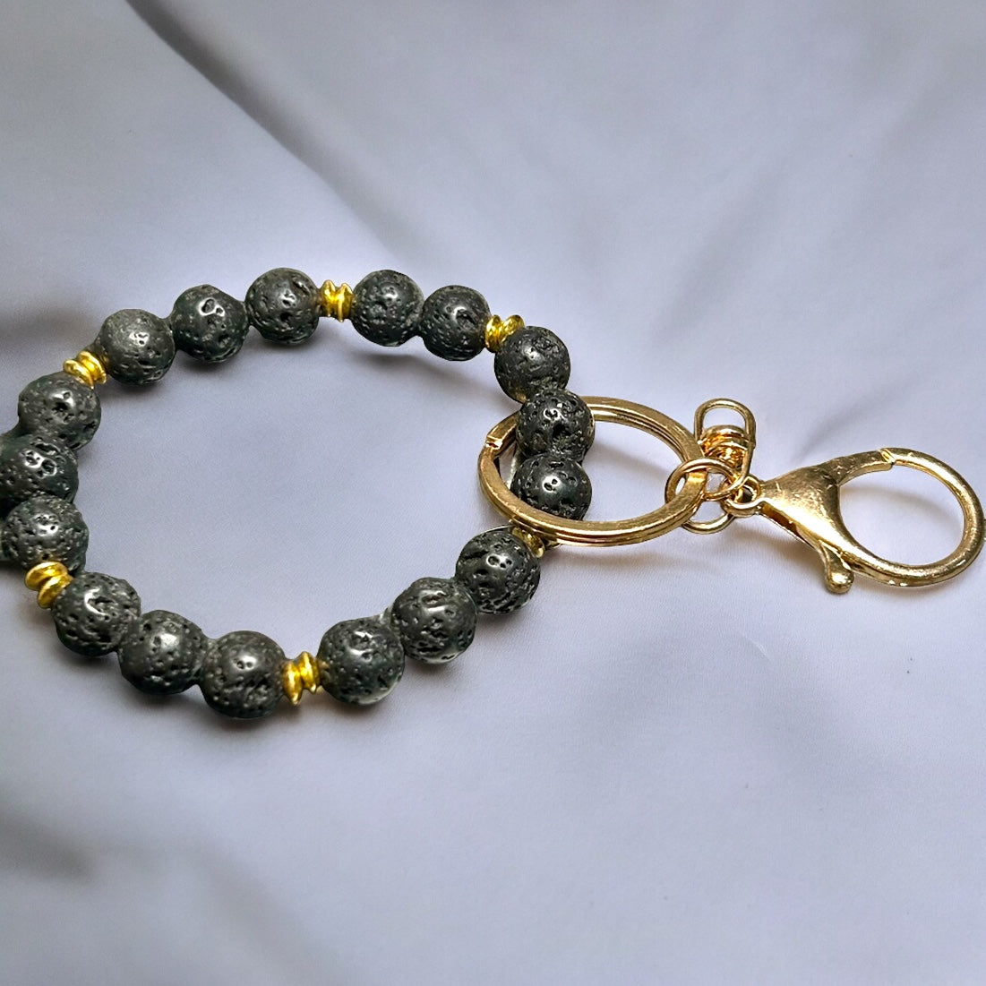 Lava Rock Keychain Bracelet