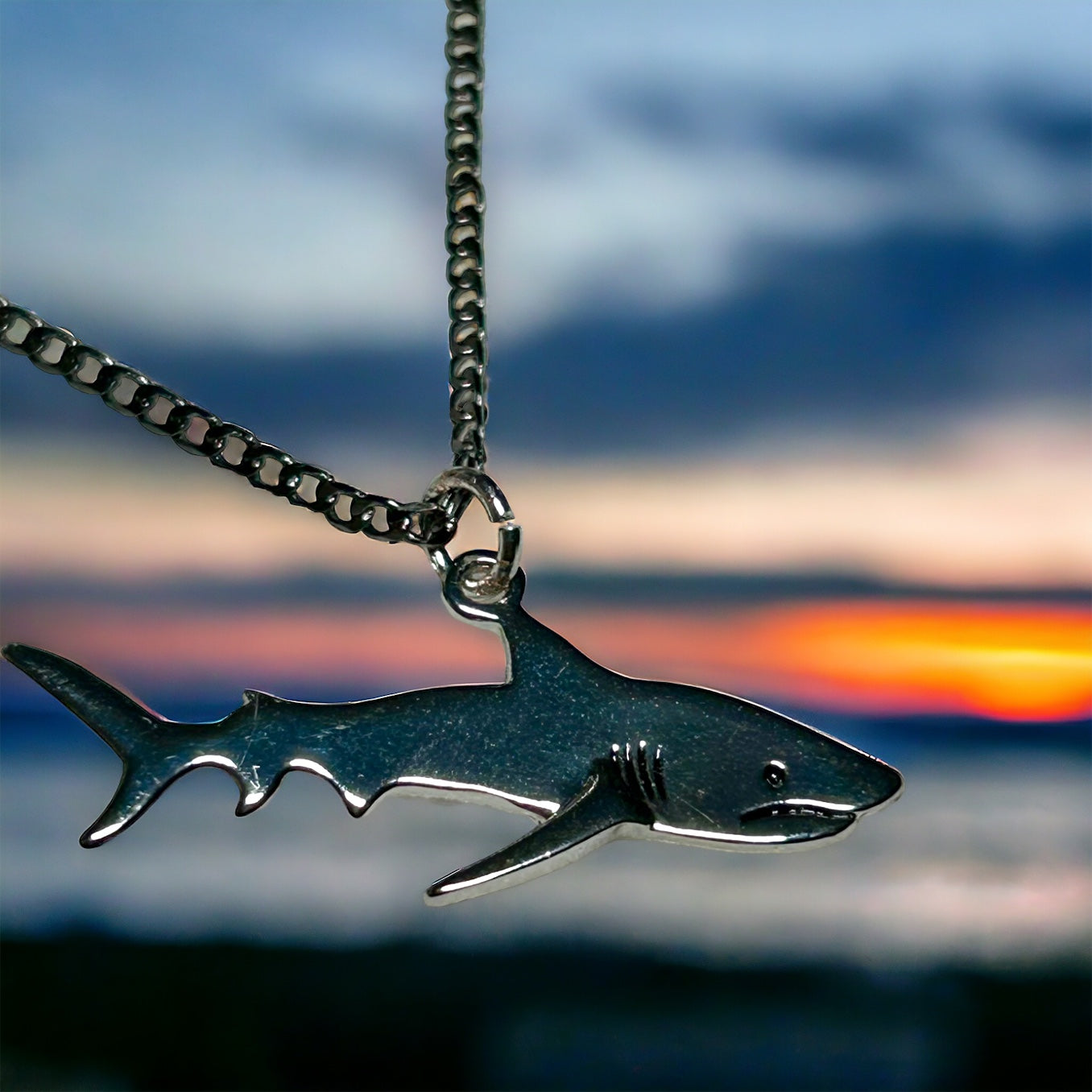 Silver Shark Pendant & Chain