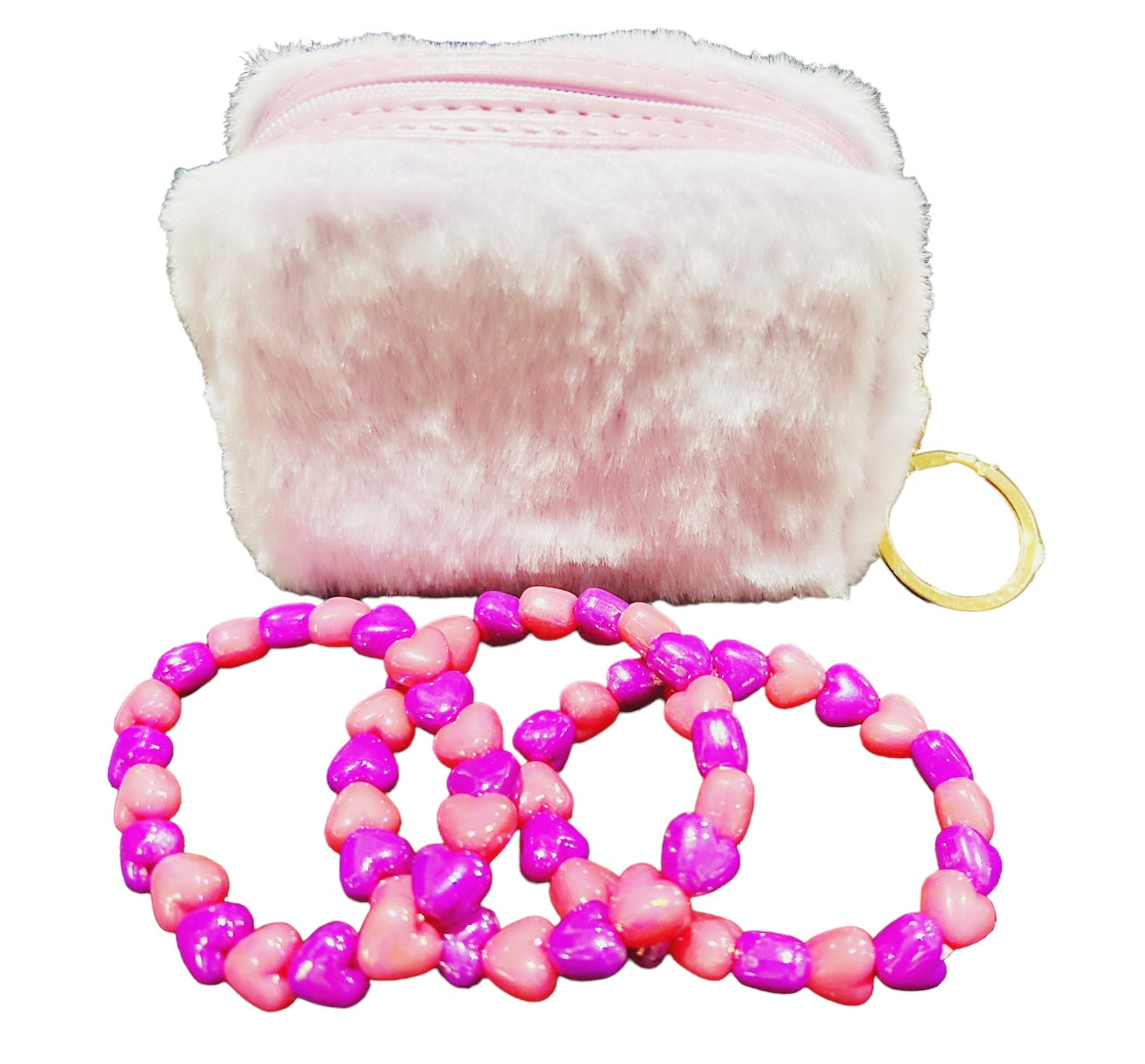 Girls Bracelet and Fuzzy Bag Gift Set