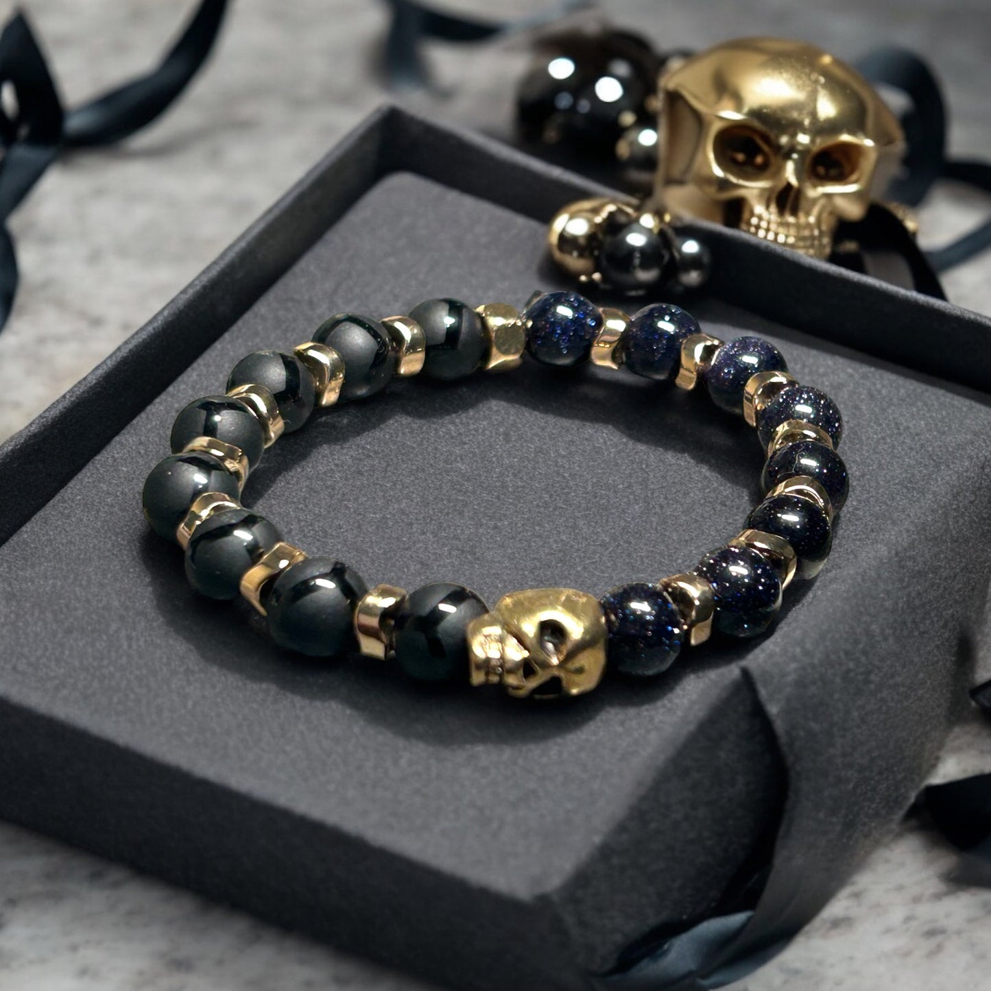 Skull Dark Sandstone & Black Onyx