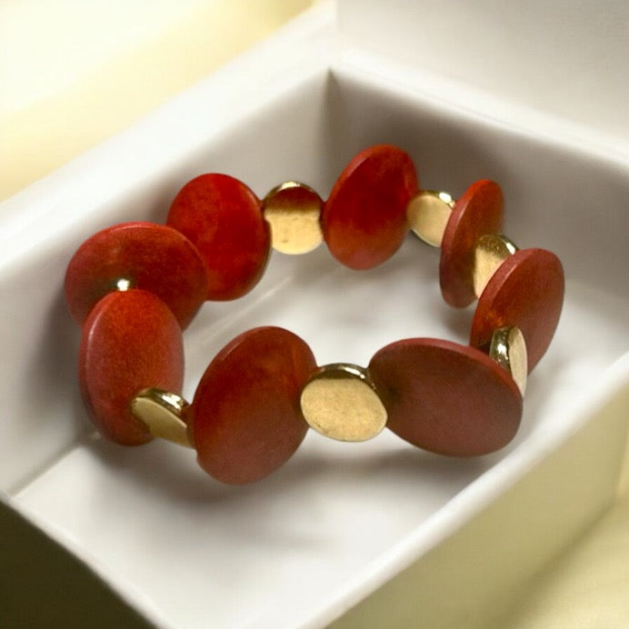 Bold and Striking Red Disc Bracelet