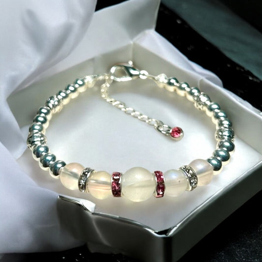 October Silver and Opal Bracelet