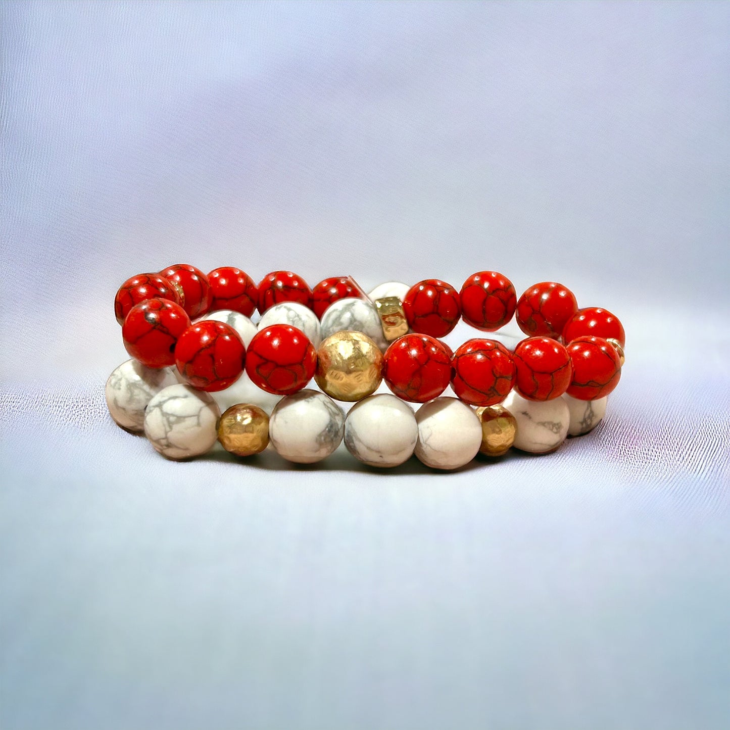 Red and White Howlite Wrap Bracelet