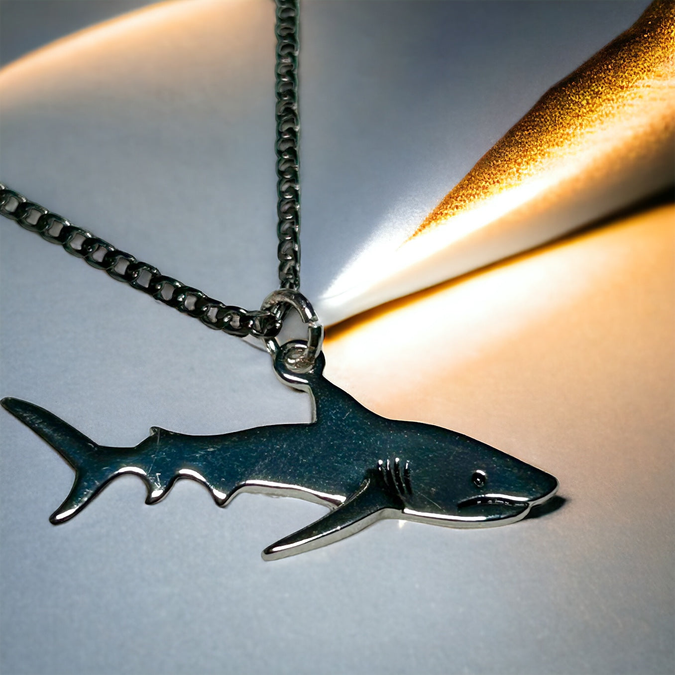 Silver Shark Pendant & Chain