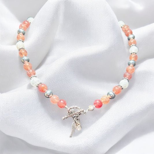 Strawberry Quartz & Moonstone Necklace