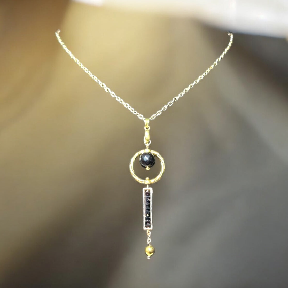 Onyx and Spinel Necklace