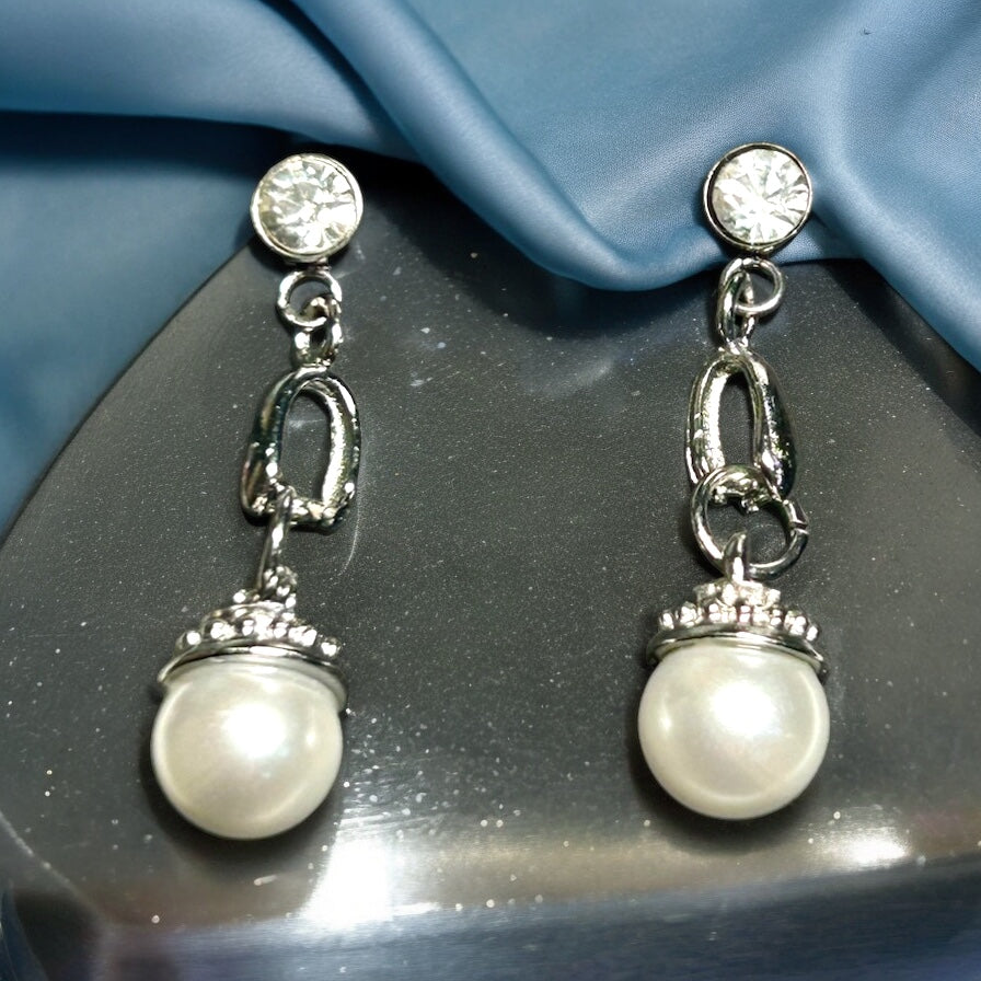 Pearl and Rhinestone Earrings