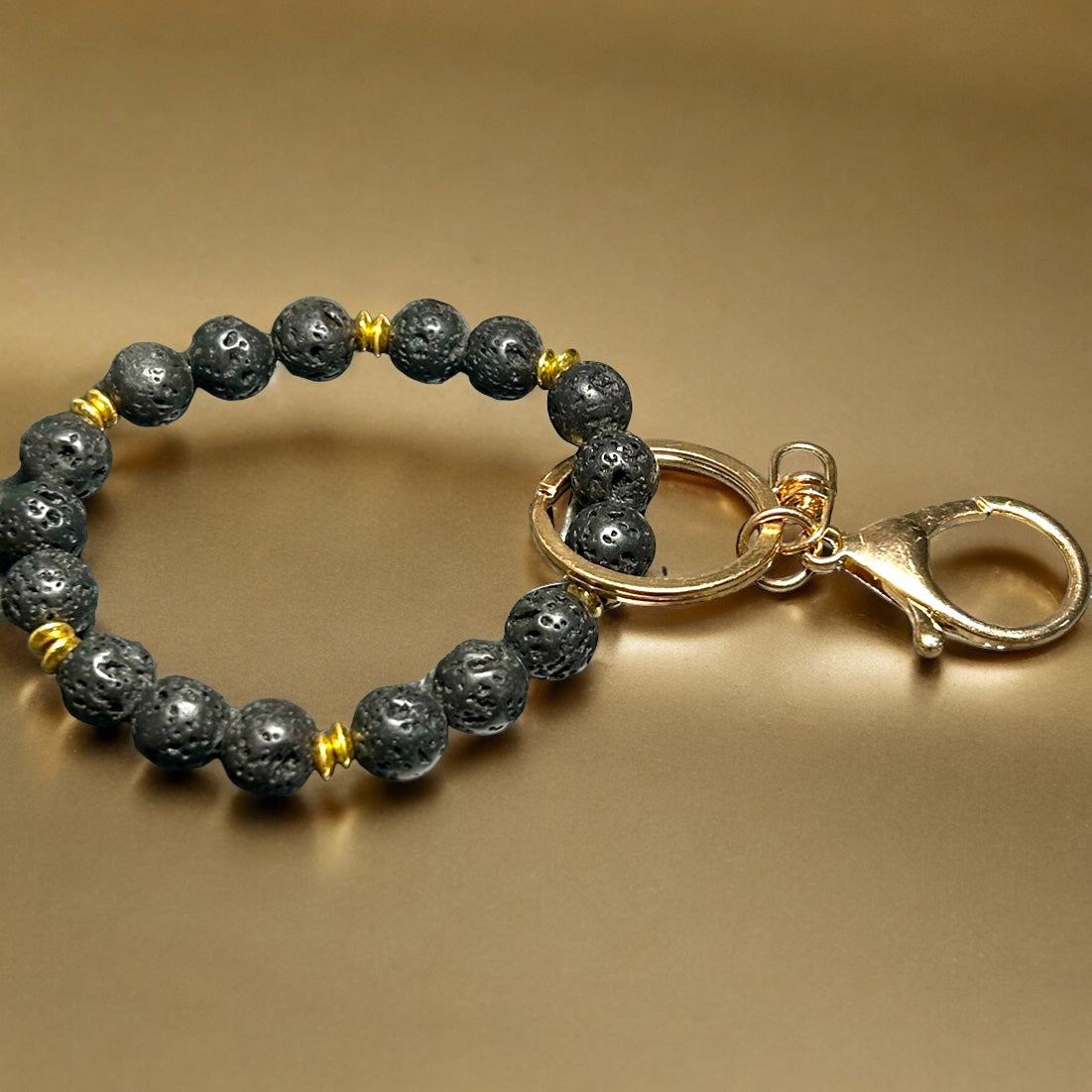 Lava Rock Keychain Bracelet