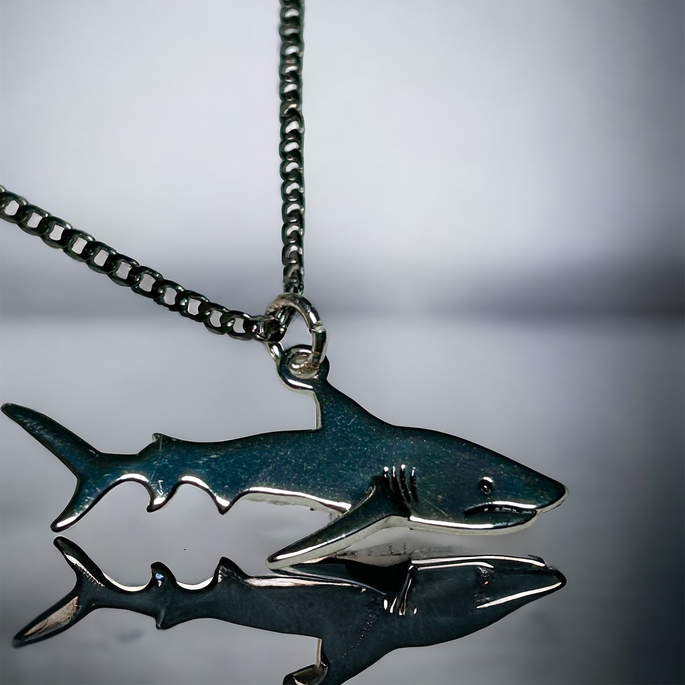 Silver Shark Pendant & Chain