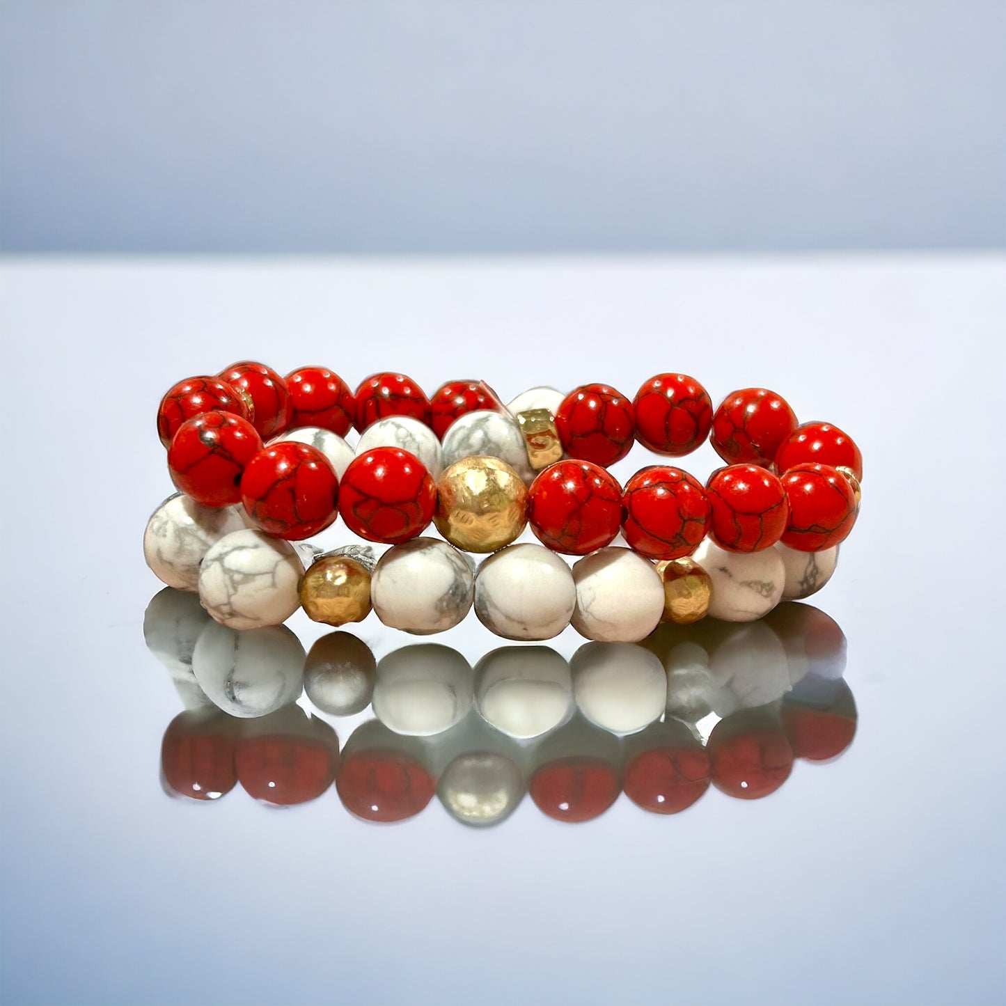 Red and White Howlite Wrap Bracelet