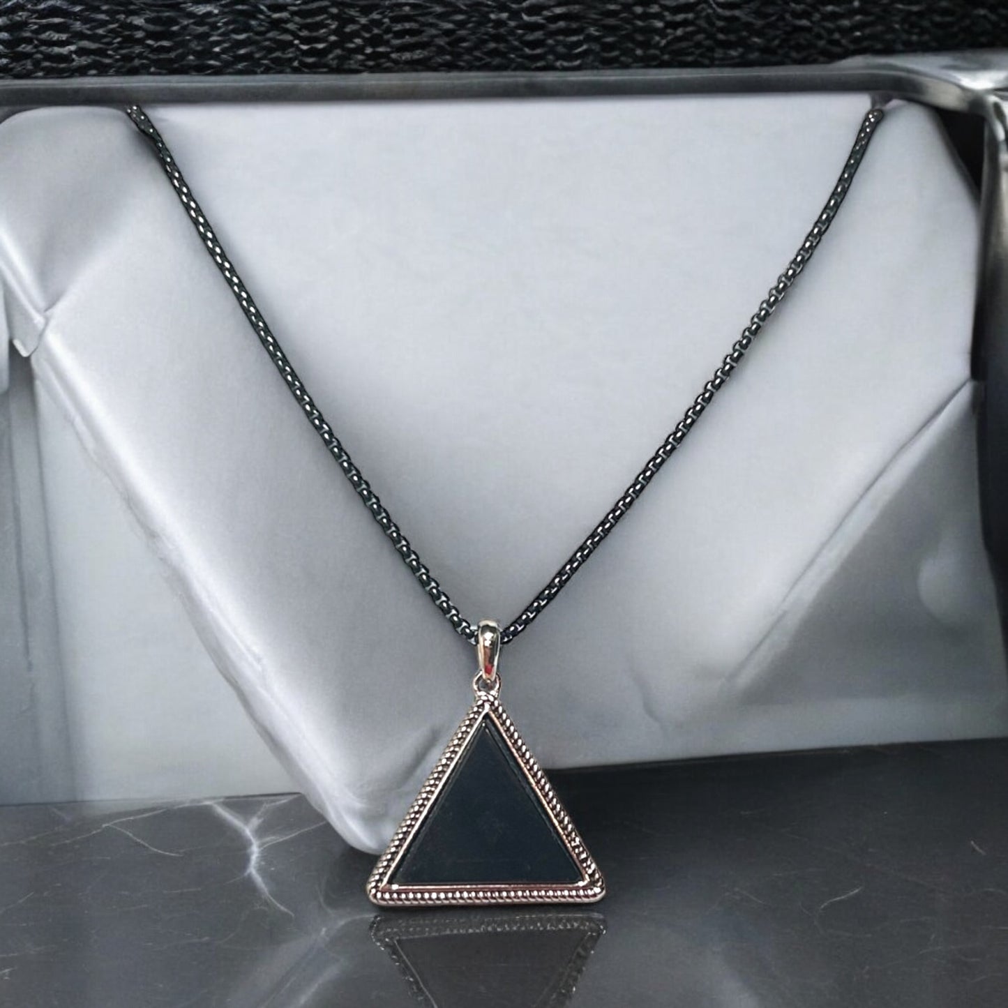 Black Onyx Triangle Pendant