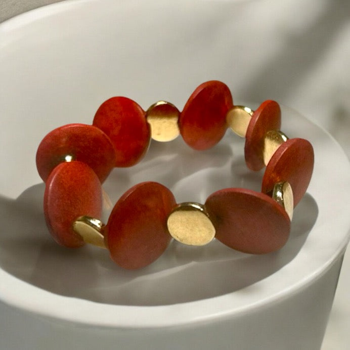 Bold and Striking Red Disc Bracelet