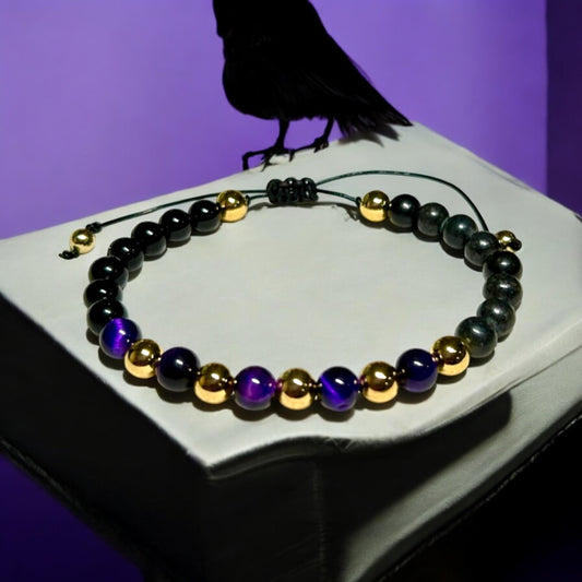 Purple Tiger Eye Adjustable Bracelet