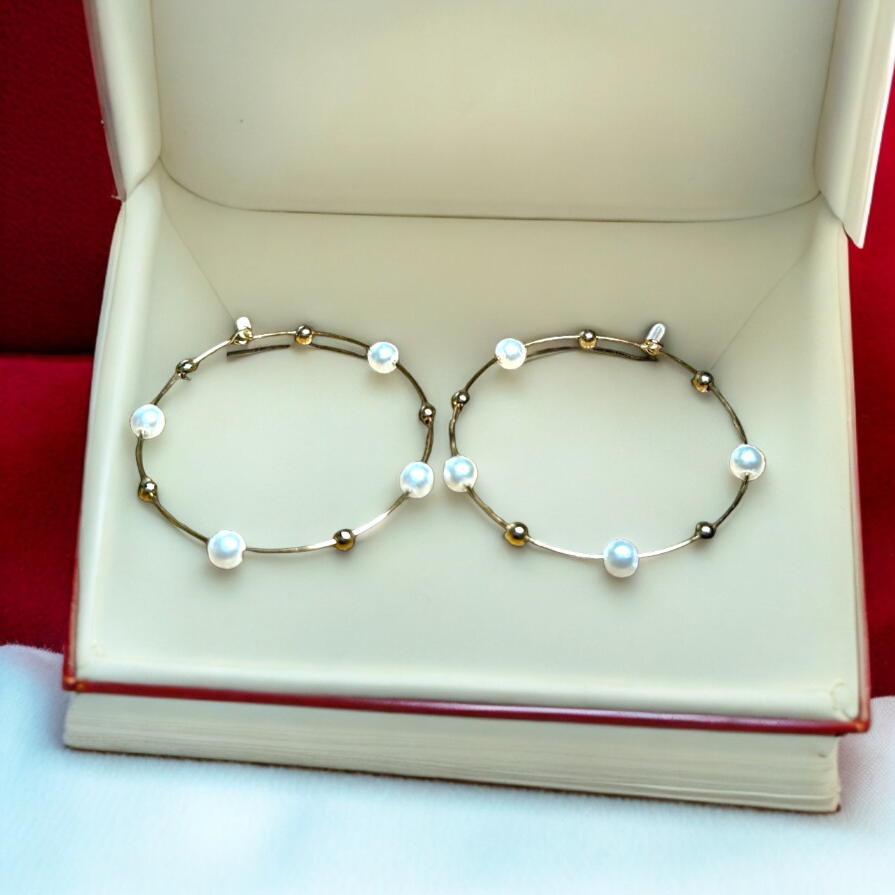 Gold & Pearl Hoop Earrings