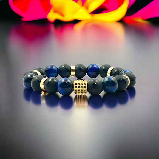 Luxury Blue Tigers Eye & Black Onyx