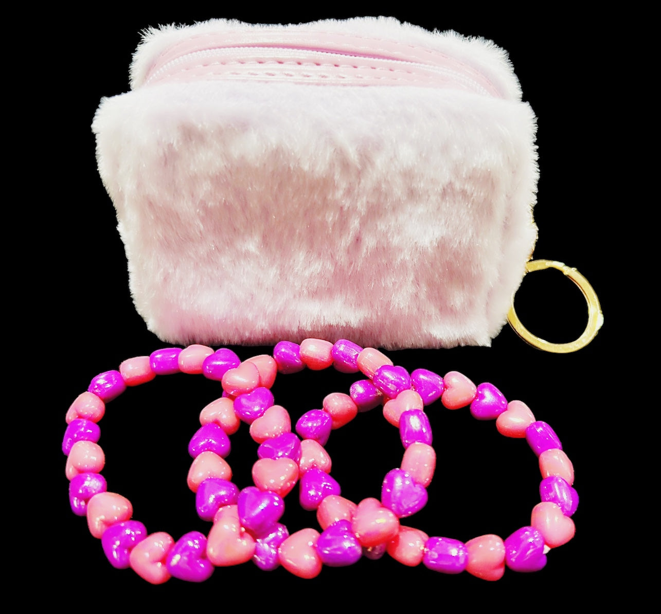 Girls Bracelet and Fuzzy Bag Gift Set