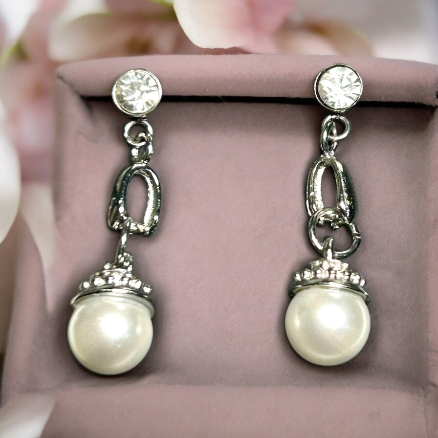 Pearl and Rhinestone Earrings