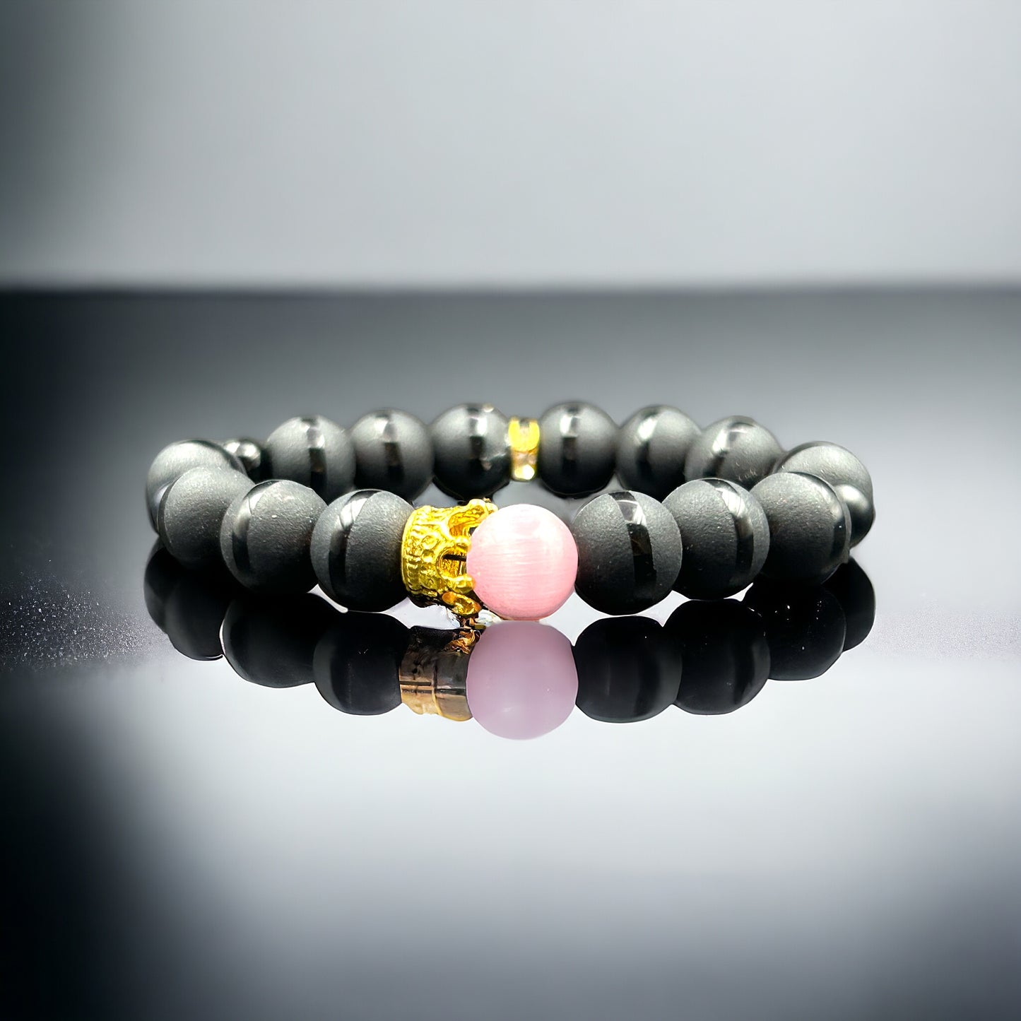 Black Onyx with Pink Cats Eye