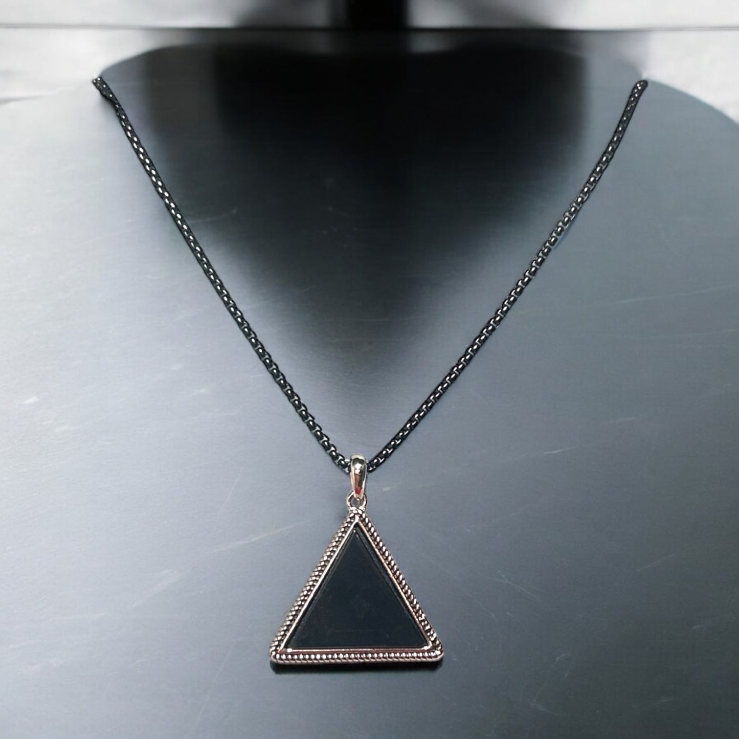 Black Onyx Triangle Pendant