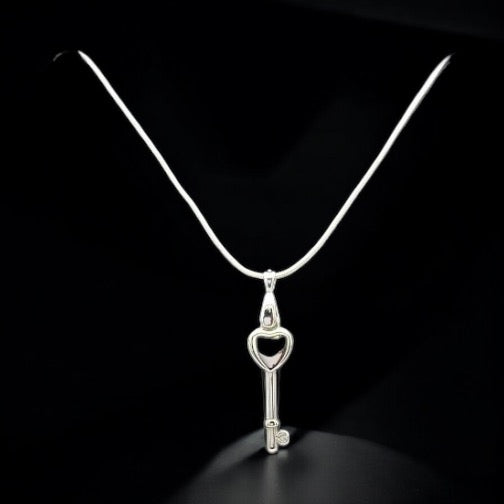 Heart & Key Sterling Silver