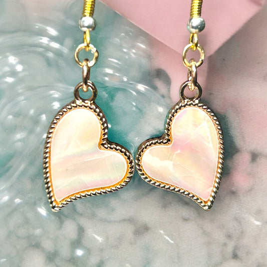 Mother of Pearl Heart Earrings