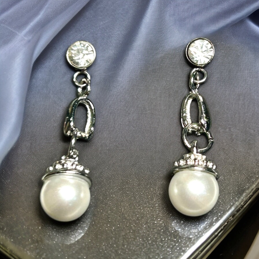 Pearl and Rhinestone Earrings