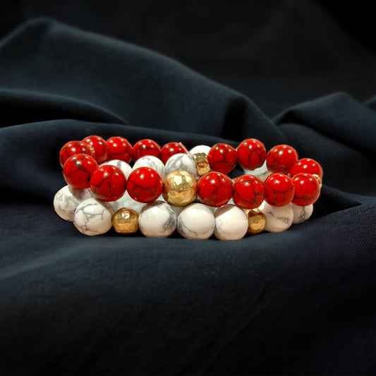 Red and White Howlite Wrap Bracelet